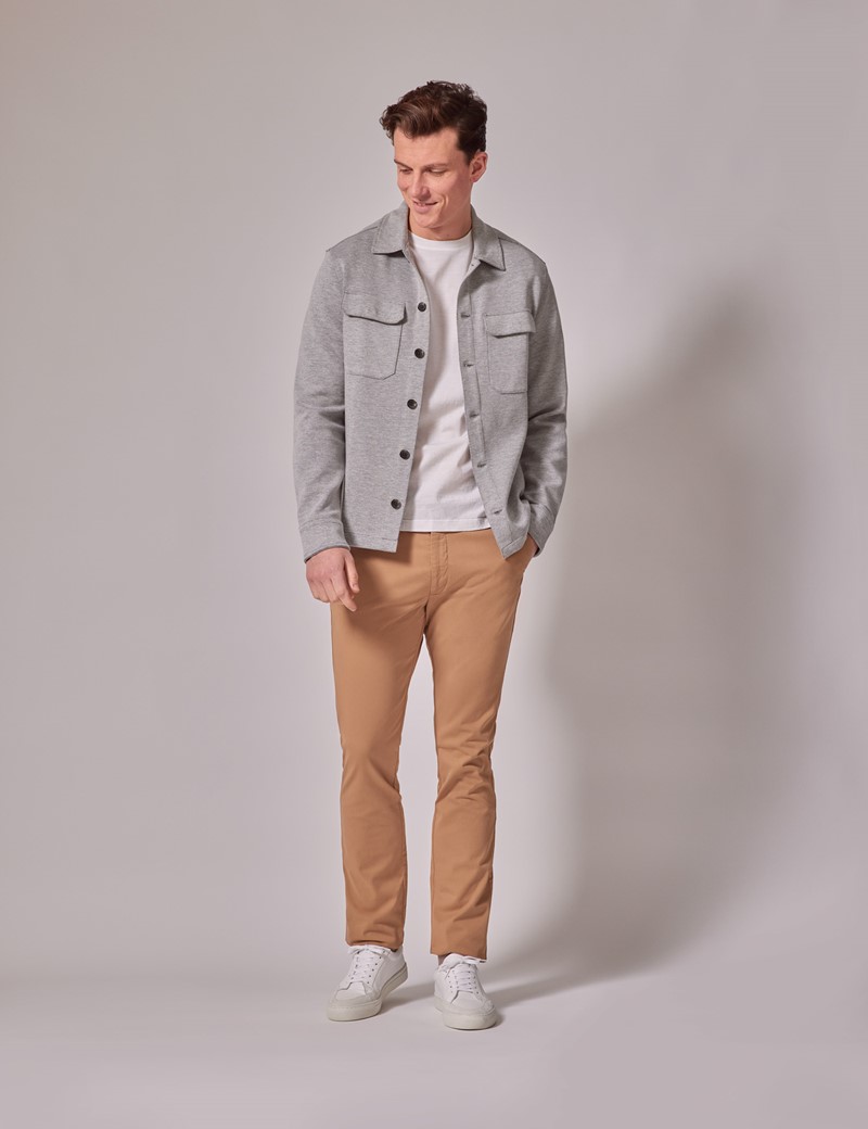 Men's Grey Textured Overshirt | Hawes & Curtis