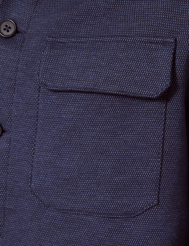 Men's Navy Textured Overshirt | Hawes & Curtis