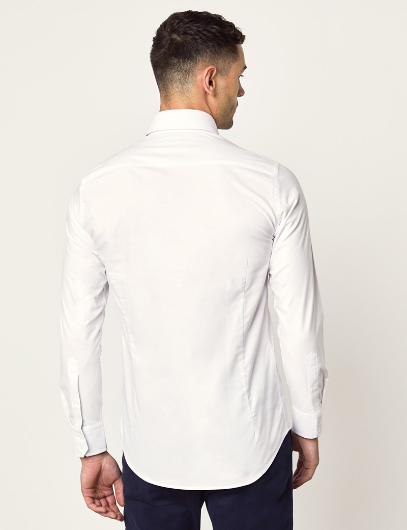 Oxford Hemd Slim Fit ButtonDown Baumwolle Weiß mit Kontrasten Hawes & Curtis