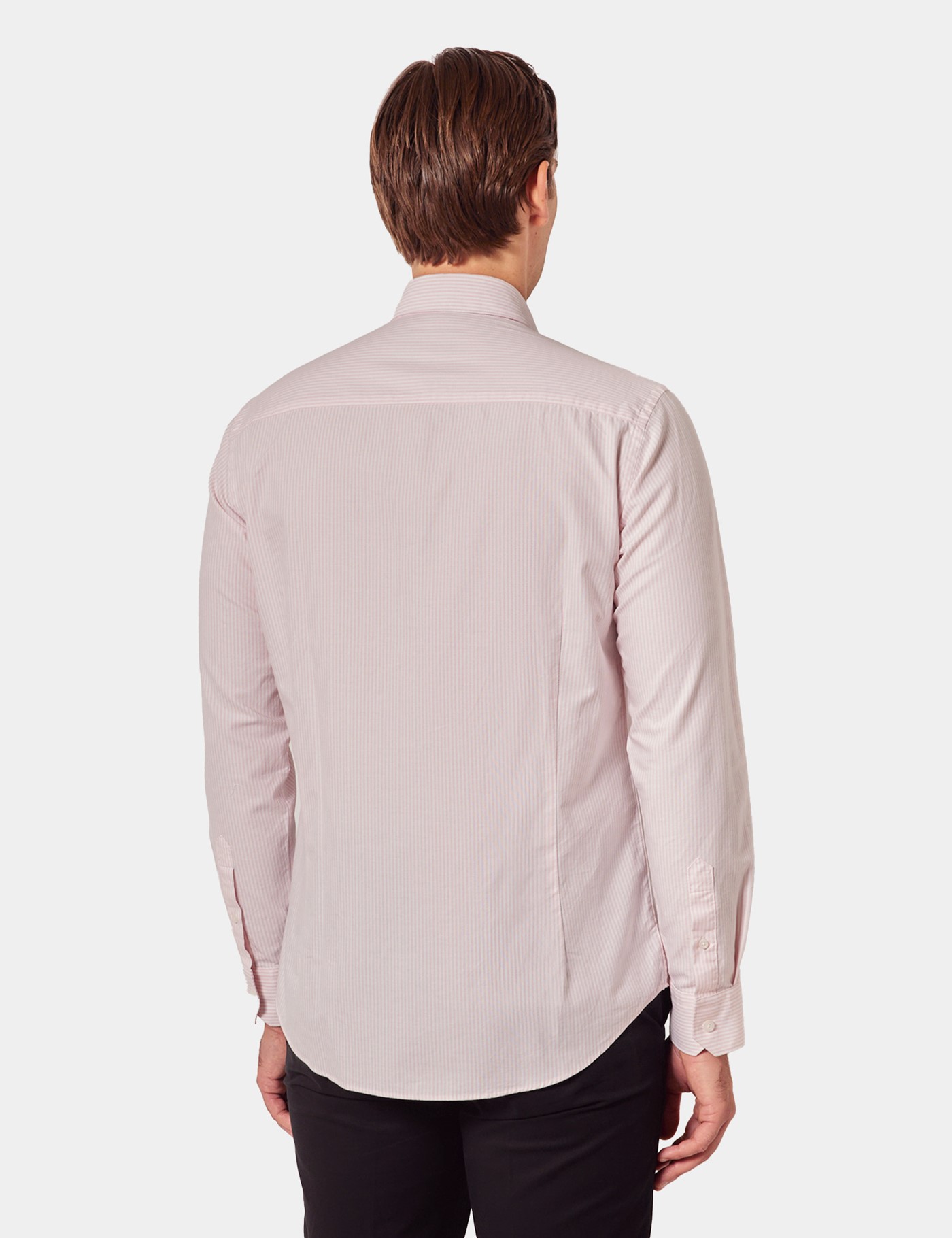 Hawes & Curtis Regular Fit Pink & White Stripe Washed Oxford Shirt Size: Small image 3