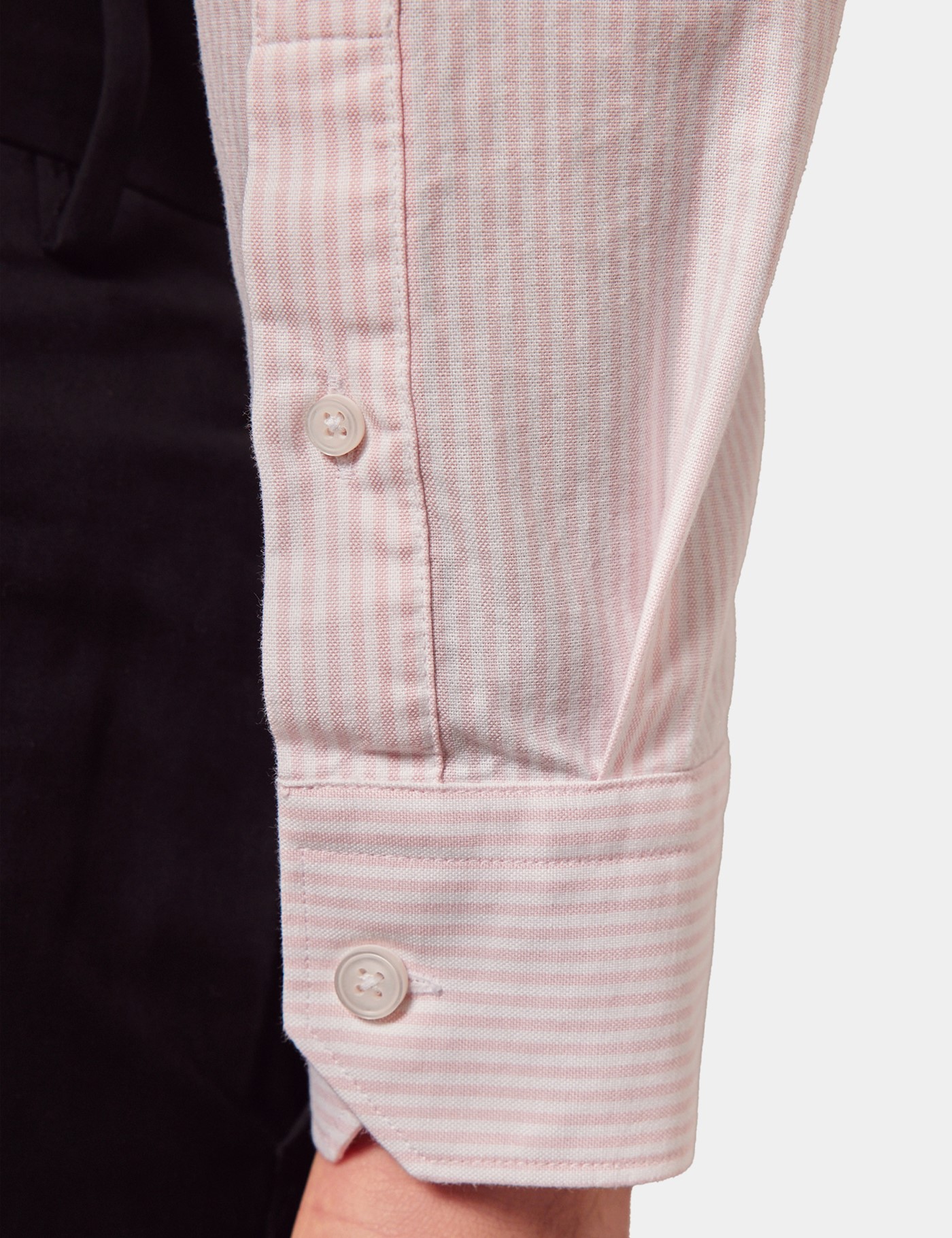Hawes & Curtis Regular Fit Pink & White Stripe Washed Oxford Shirt Size: Small image 4