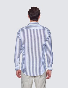 Men's Navy \u0026 White Stripe Linen Relaxed 
