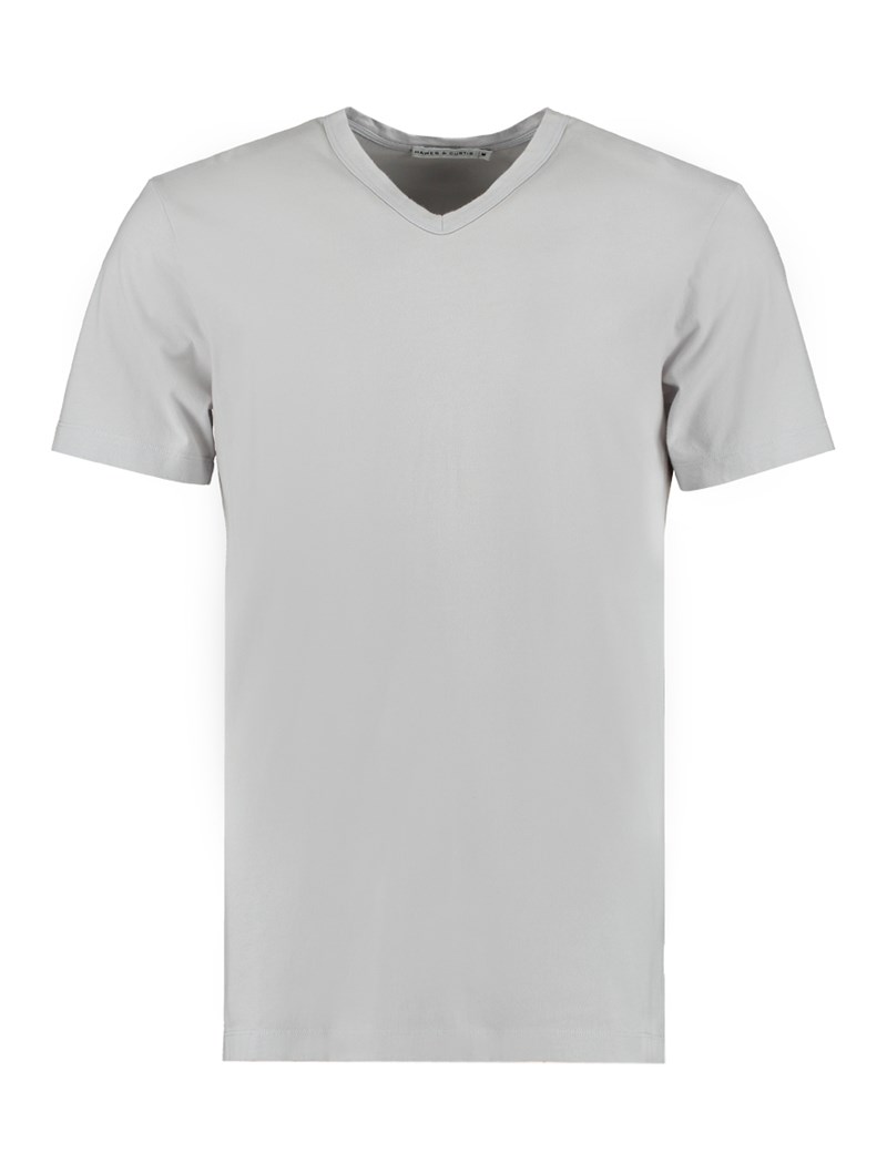 Men's Light Grey Garment Dye V Neck T-Shirt - 100% Supima Cotton ...