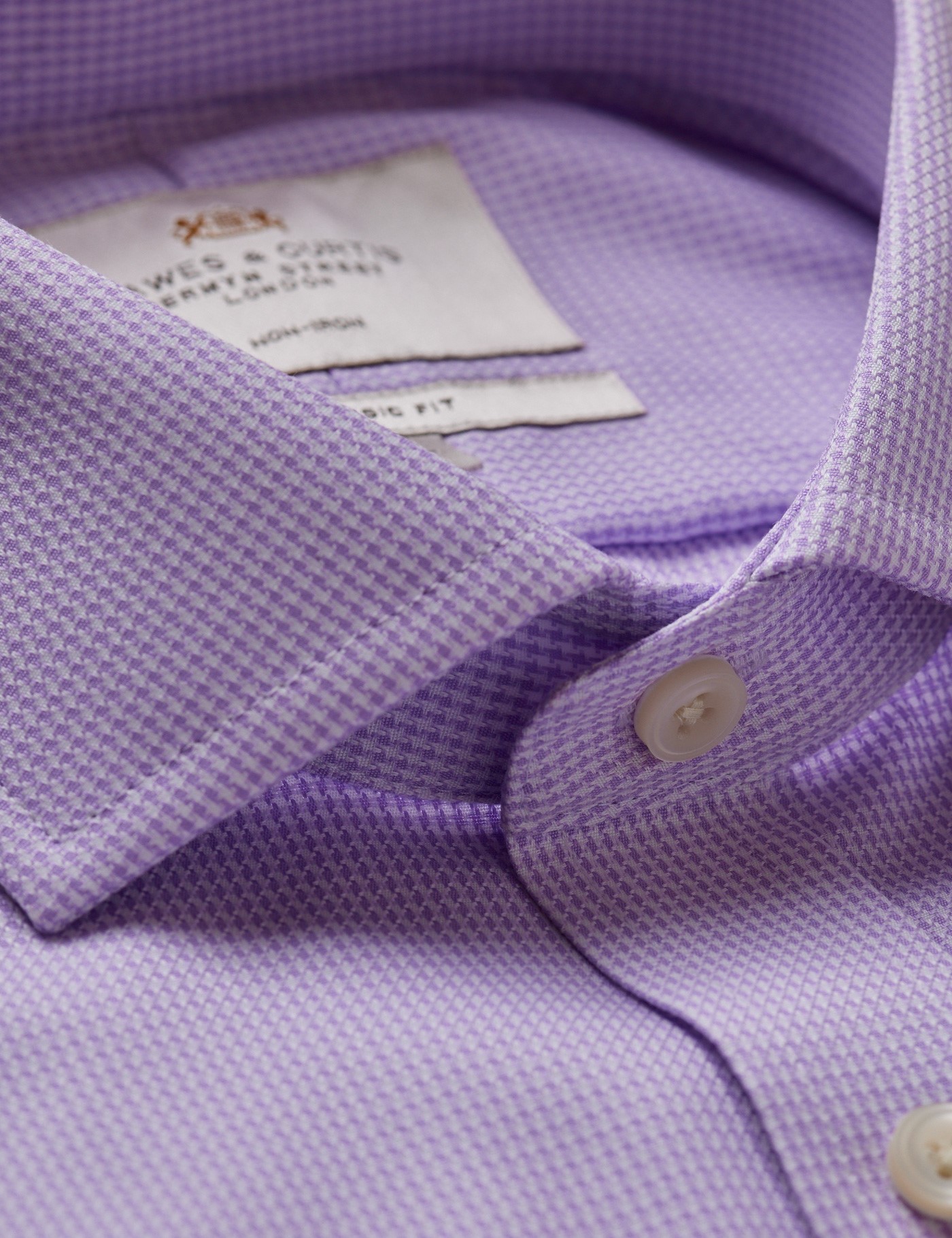 & Classic Fit Lilac & Dogtooth Non Iron Shirt 19" collar 38" sleeve