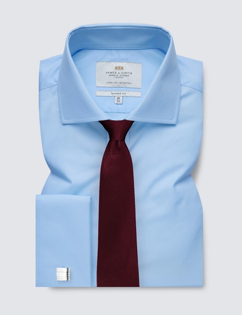 Bügelleichtes Businesshemd – Classic Fit  – Manschetten – Popeline hellblau