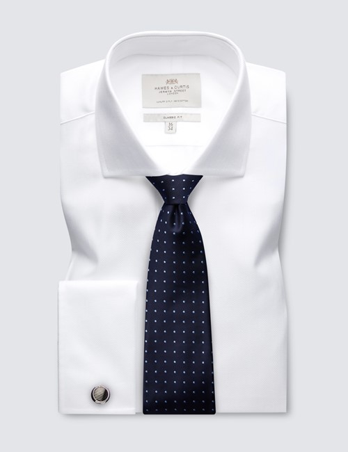 Non-Iron Pink & White Medium Check Classic Shirt - Double Cuff | Hawes ...