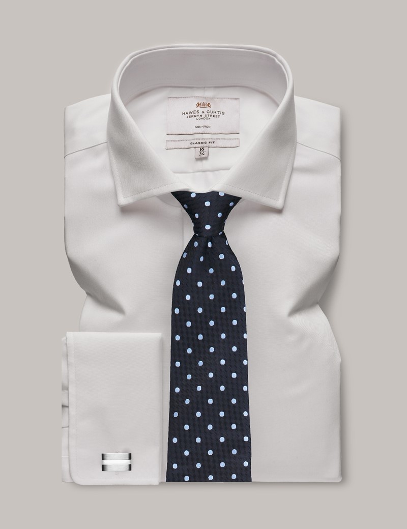 Non-Iron White Twill Super Fitted Double Cuff Classic Collar Shirt –  tmlewinuk