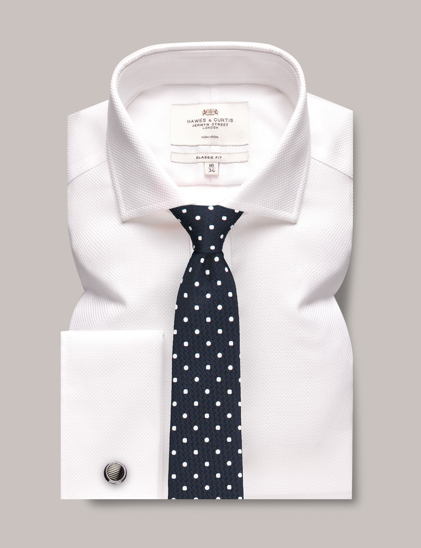 Men's Non-Iron White Fabric Interest Classic Shirt - Windsor Collar ...