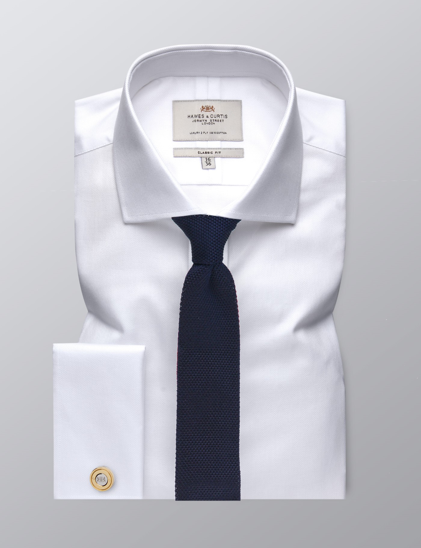 Cotton Pique Men's Classic Fit Shirt with Double Cuff and Windsor ...