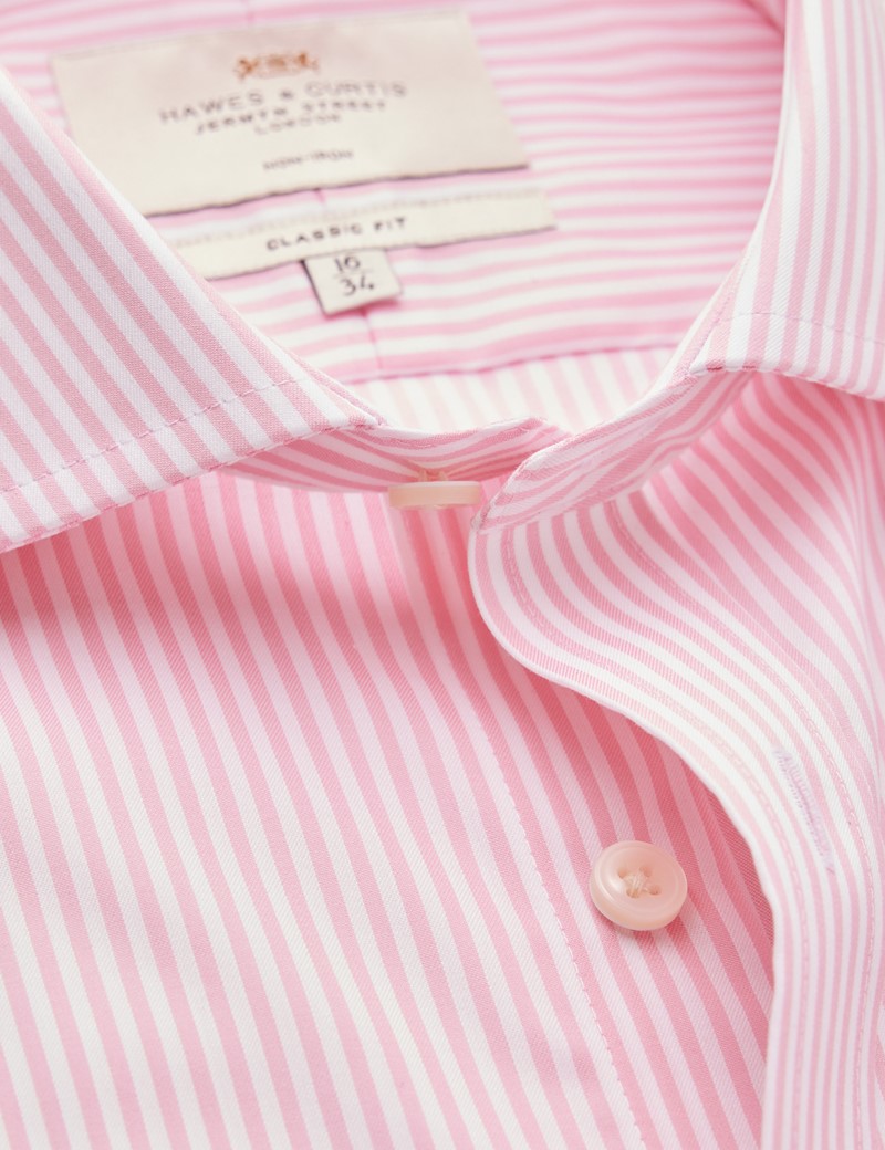 Men's Non-Iron Pink & White Bengal Stripe Classic Shirt - Windsor ...