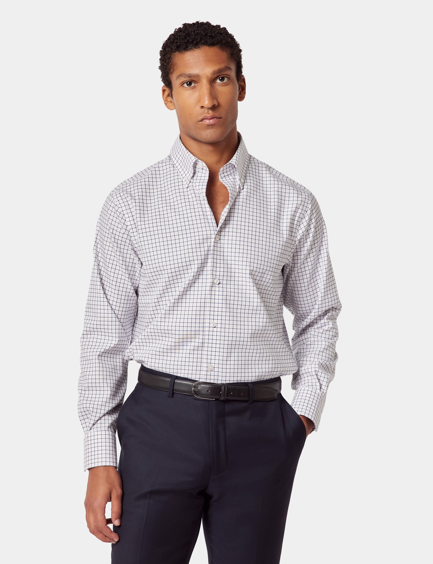 & Classic Fit & Pink Check Pin Point Non Iron Oxford Shirt 18" collar 38" sleeve