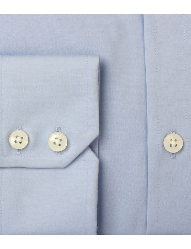 Blue Classic Fit Shirt With Semi Cutaway Collar - Single Cuffs