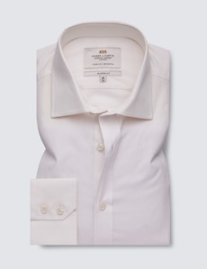 Easy Iron Ivory Classic Fit Shirt With Semi Cutaway Collar - Single Cuffs