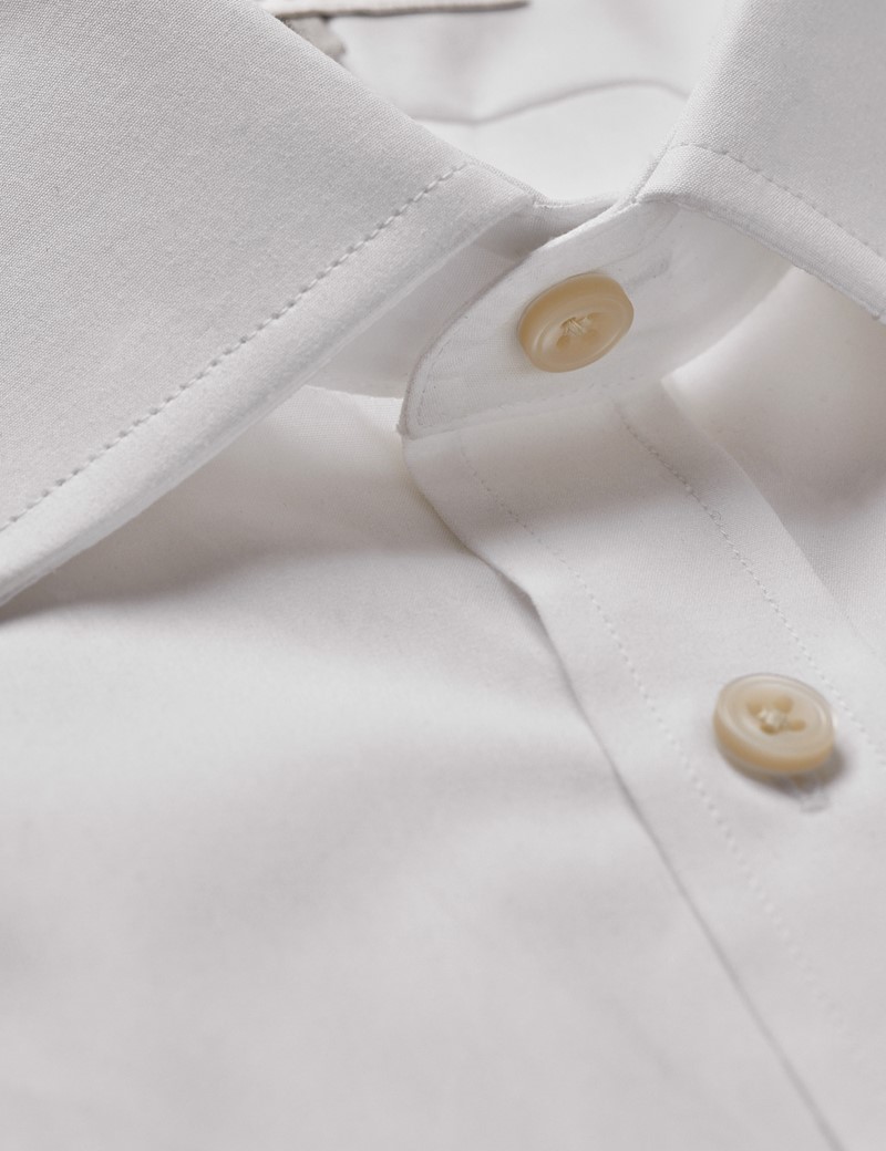 White Classic Shirt - Semi-Cutaway Collar | Hawes and Curtis