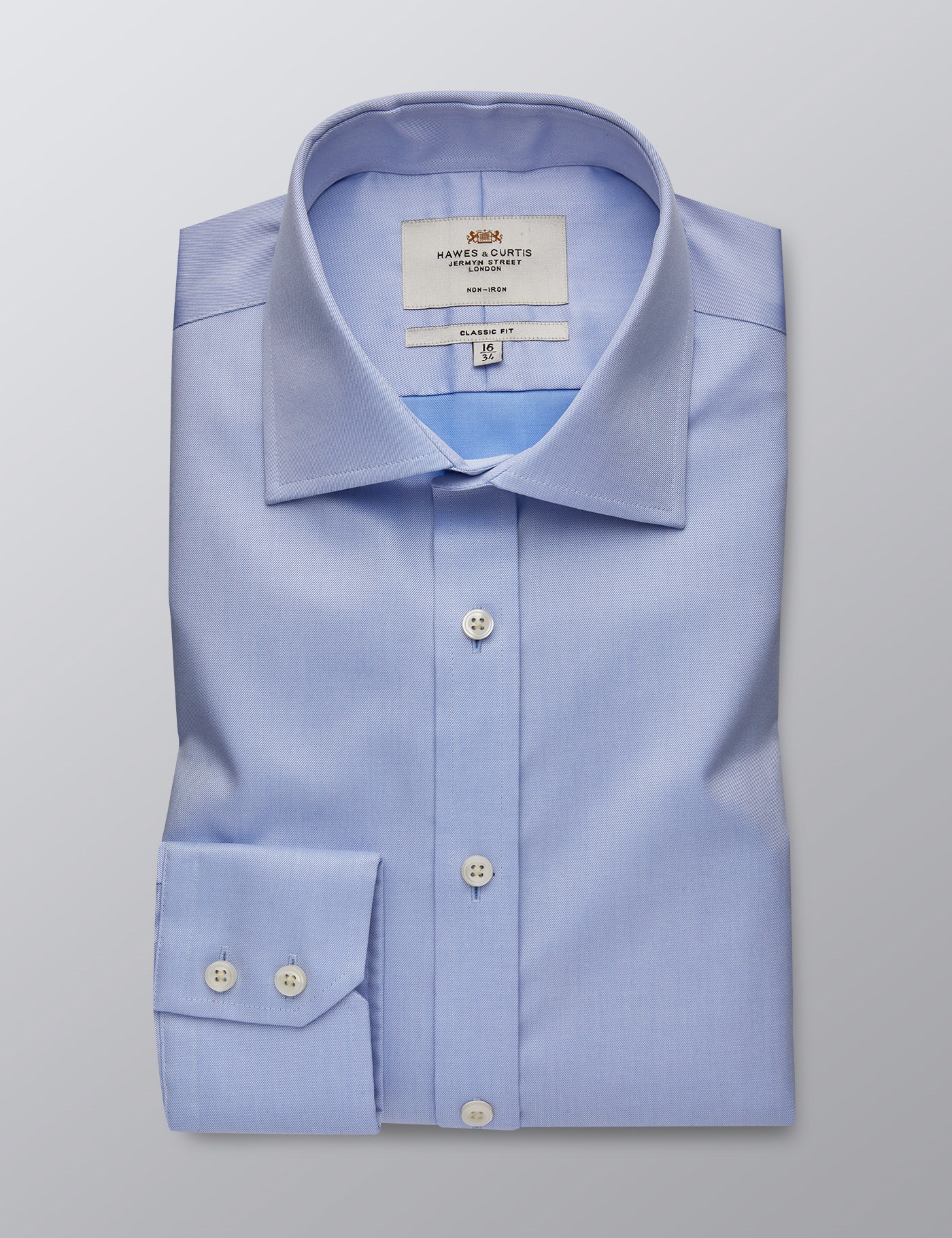 Non Iron Men's Formal Twill Classic Fit Shirt with Single Cuff in Blue ...