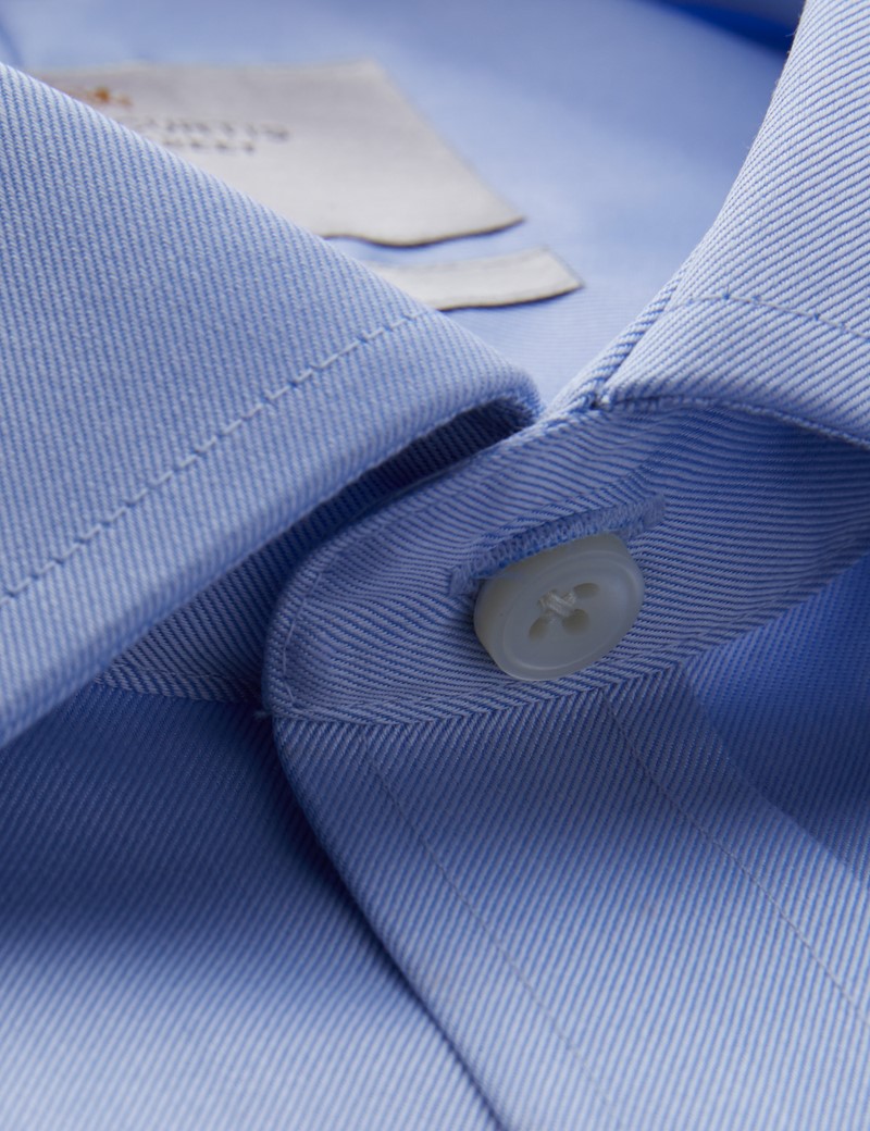Men's Dress Blue Twill Classic Fit Non Iron Shirt - Single Cuff