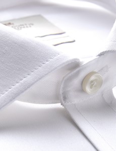 Non Iron Men's White Fine Twill Classic Fit Shirt - Single Cuffs
