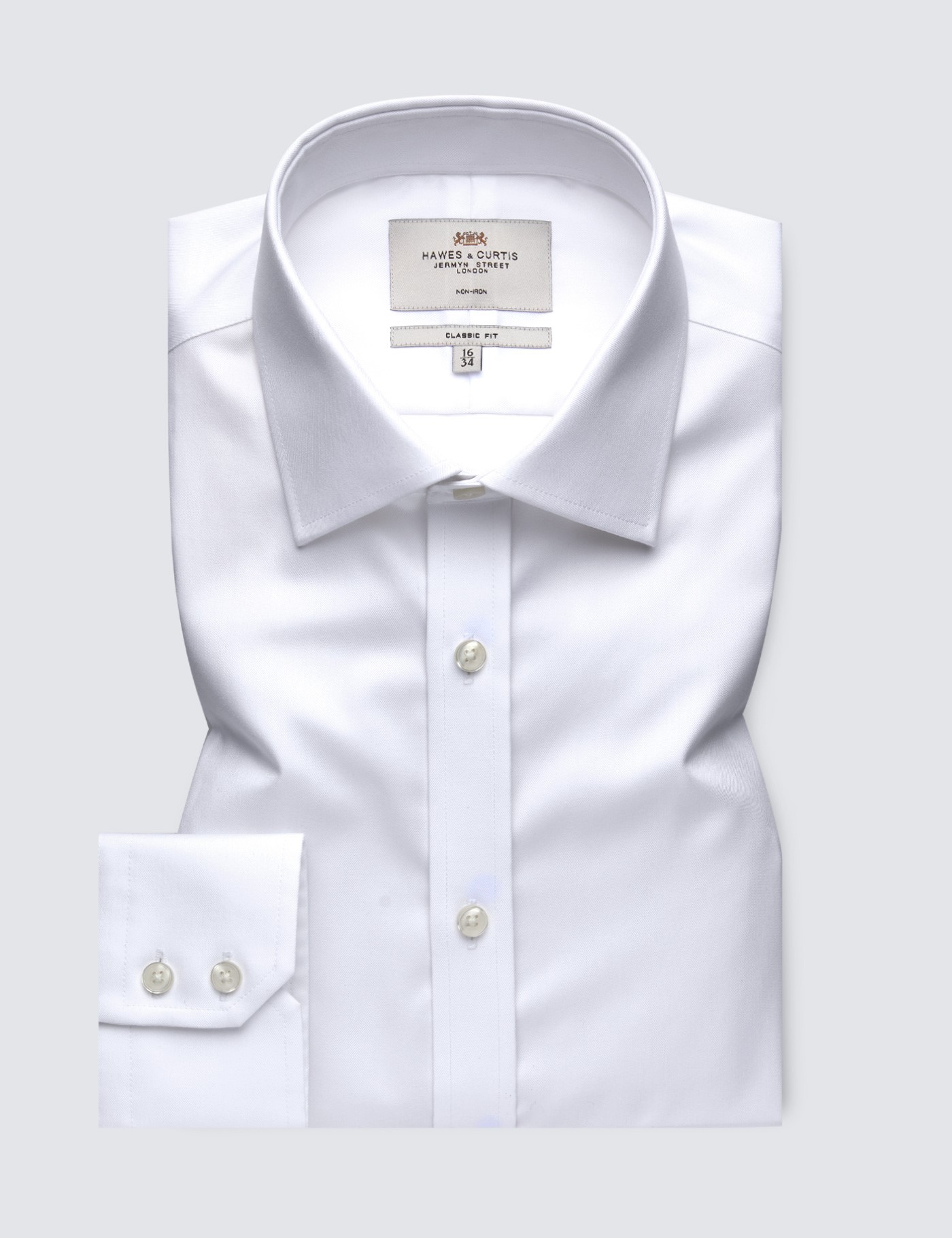 Non-Iron White Fine Classic Shirt | Hawes and Curtis