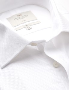 Non Iron Plain White Classic Fit Shirt With Semi Cutaway Collar - Single Cuffs