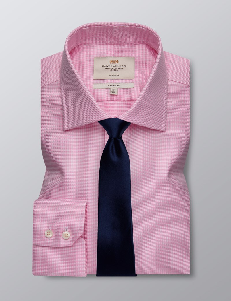 Men's Formal Pink Classic Fit Non Iron Shirt - Single Cuff | Hawes & Curtis