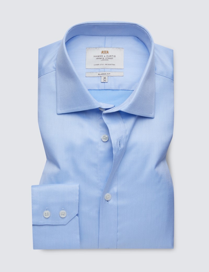Easy Iron Blue Pique Classic Fit Shirt 