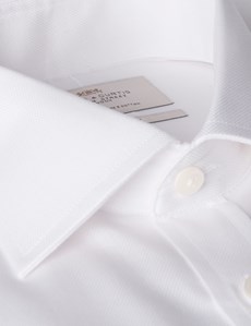 Men's Formal White Pique Classic Fit Shirt - Single Cuff - Easy Iron