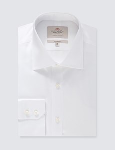 Men's Business White Pique Classic Fit Shirt - Single Cuff - Easy Iron