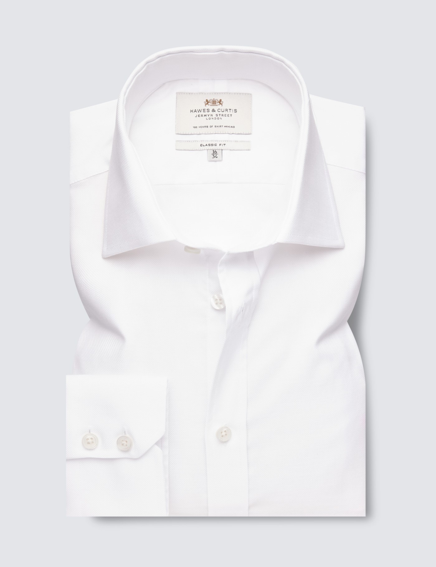 White Oxford Classic Fit Shirt - Single Cuffs | Hawes and Curtis