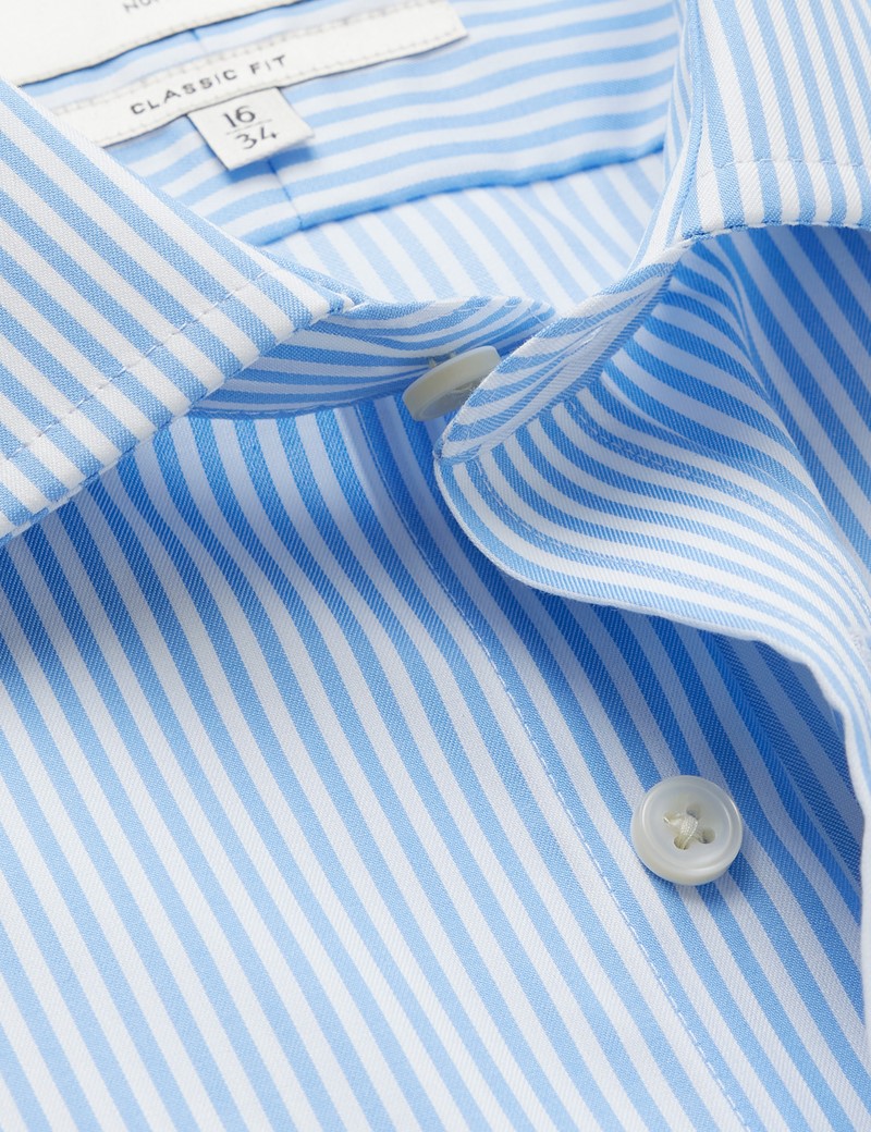 Non-Iron Blue & White Bengal Stripe Classic Fit Shirt
