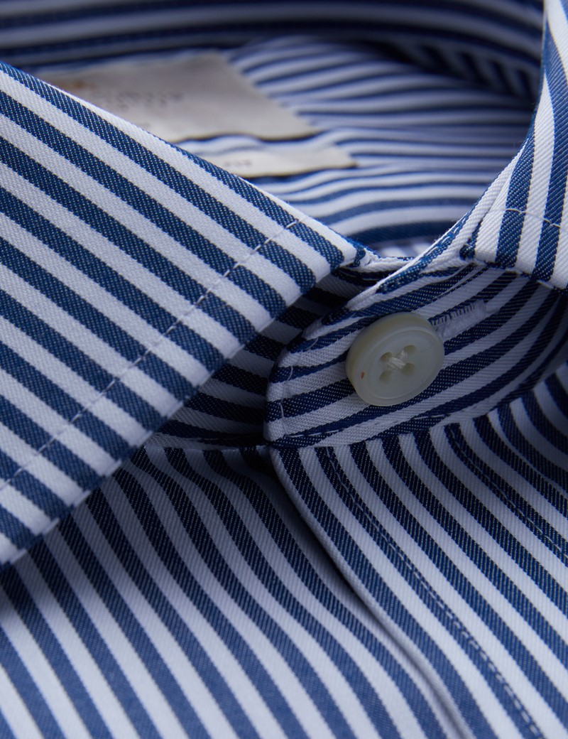 Non Iron Bengal Stripe Men's Classic Fit Shirt with Semi Cutaway Collar ...