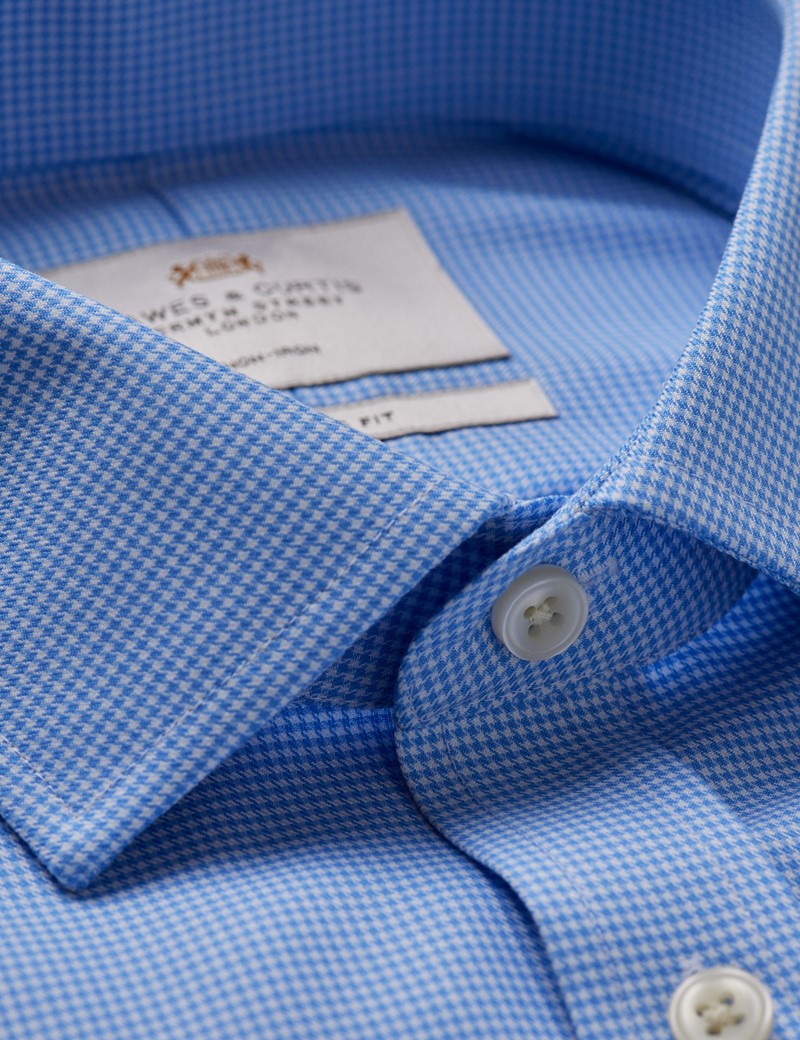 Men's Non-Iron Blue & White Dogtooth Classic Shirt | Hawes & Curtis