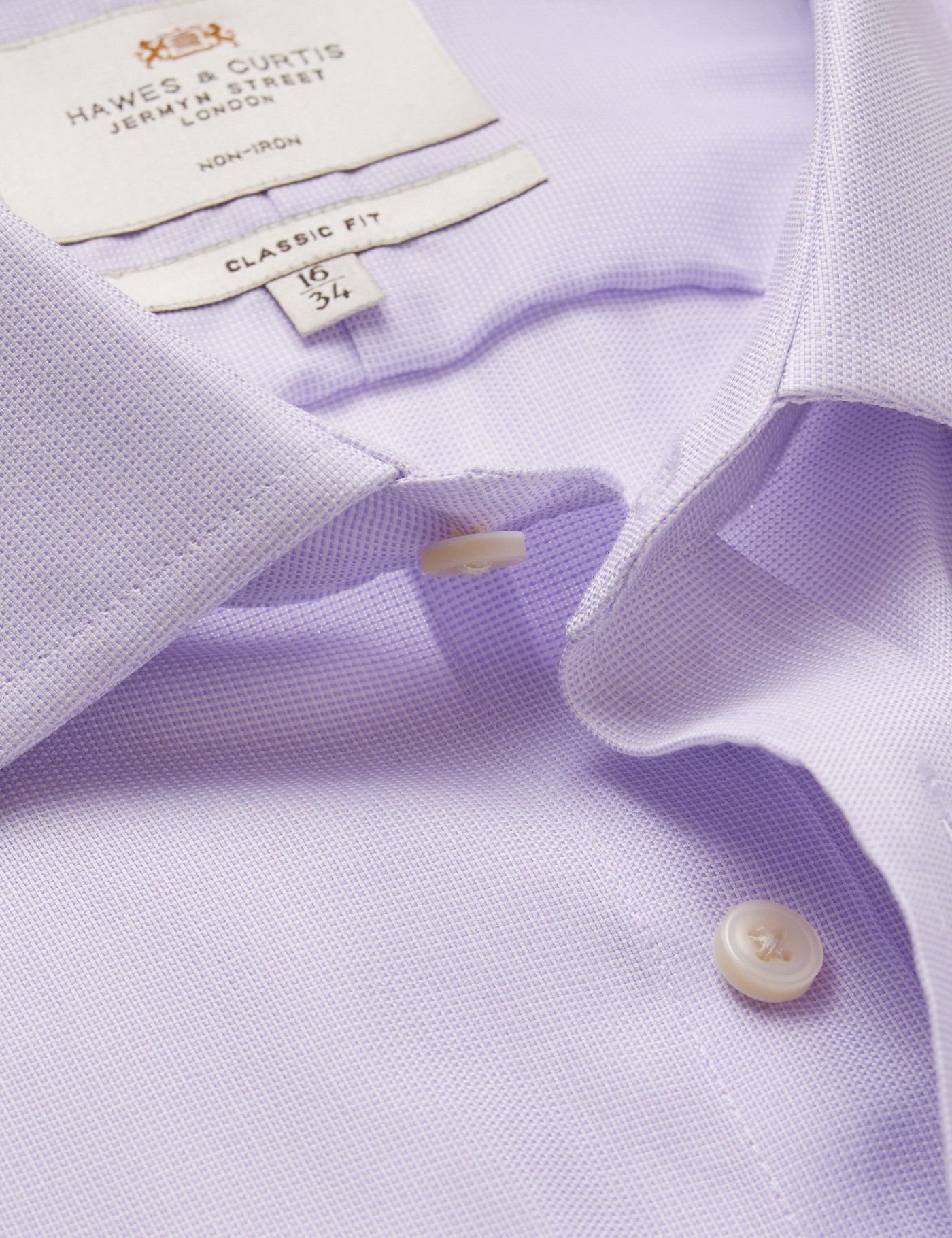 Hawes & Curtis Classic Fit Lilac & White Non-Iron Shirt Size: 16" collar, 36" sleeve