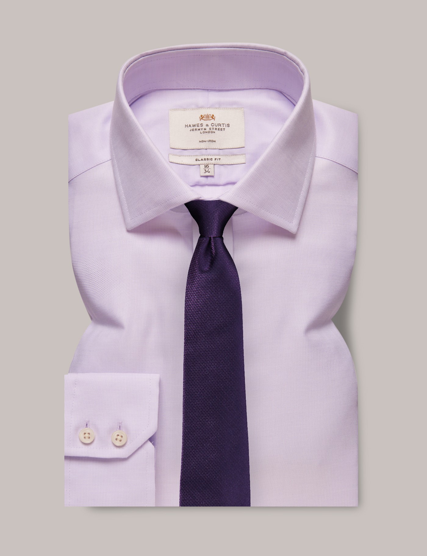 Hawes & Curtis Classic Fit Lilac & White Non-Iron Shirt Size: 16" collar, 36" sleeve image 3