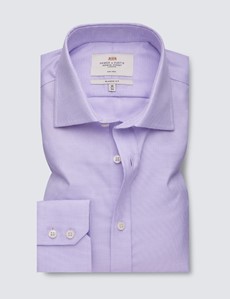 Non Iron Lilac Fabric Interest Classic Fit Shirt With Semi Cutaway Collar - Single Cuffs