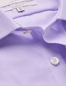Non Iron Lilac Fabric Interest Classic Fit Shirt With Semi Cutaway Collar - Single Cuffs