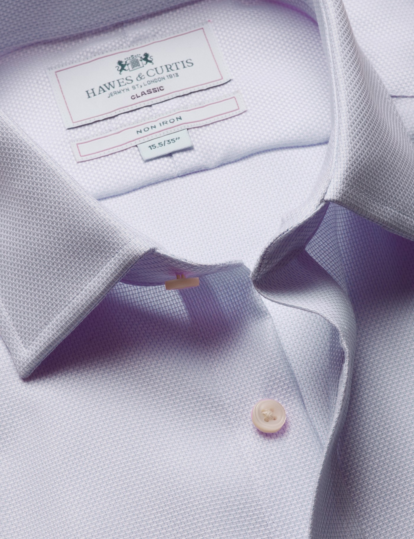 Hawes & Curtis Classic Fit Blue & White Textured Weave Non-Iron Shirt Size: 16.5" collar, 36" sleeve