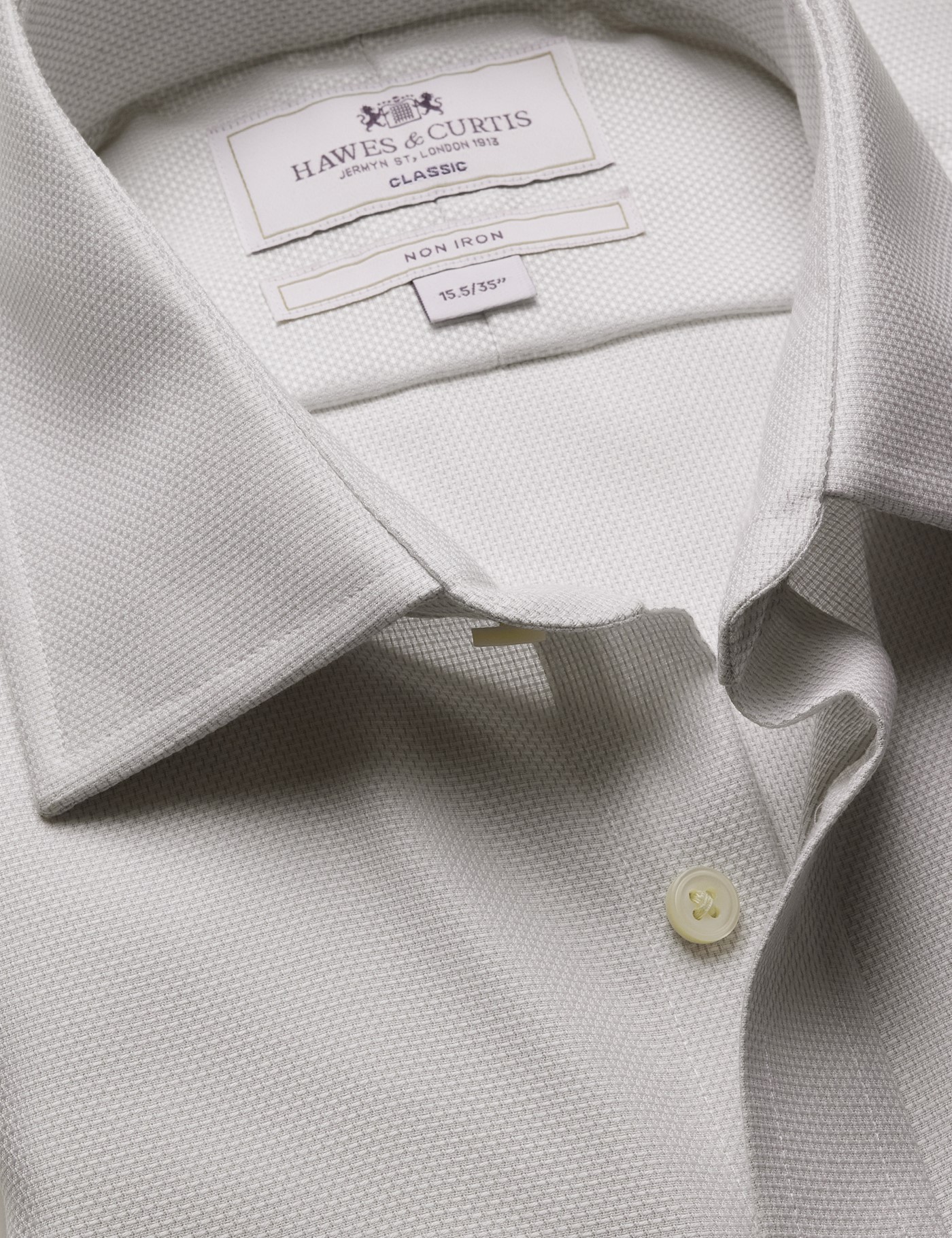 Hawes & Curtis Classic Fit Grey & White Textured Weave Non-Iron Shirt Size: 18" collar, 38" sleeve