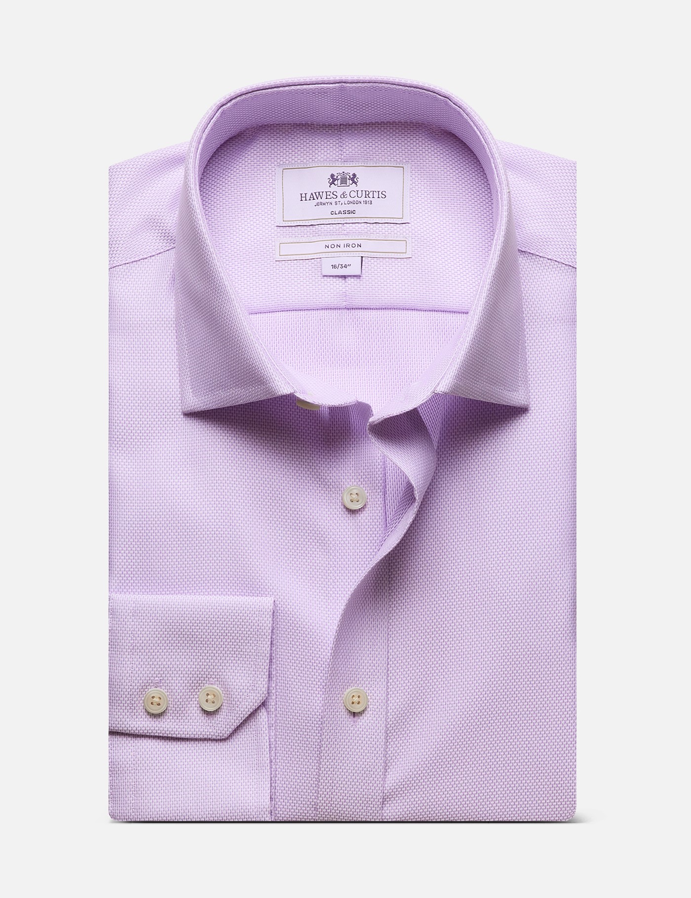 Hawes & Curtis Classic Fit Lilac & White Textured Weave Non-Iron Shirt Size: 16.5" collar, 34" sleeve image 2