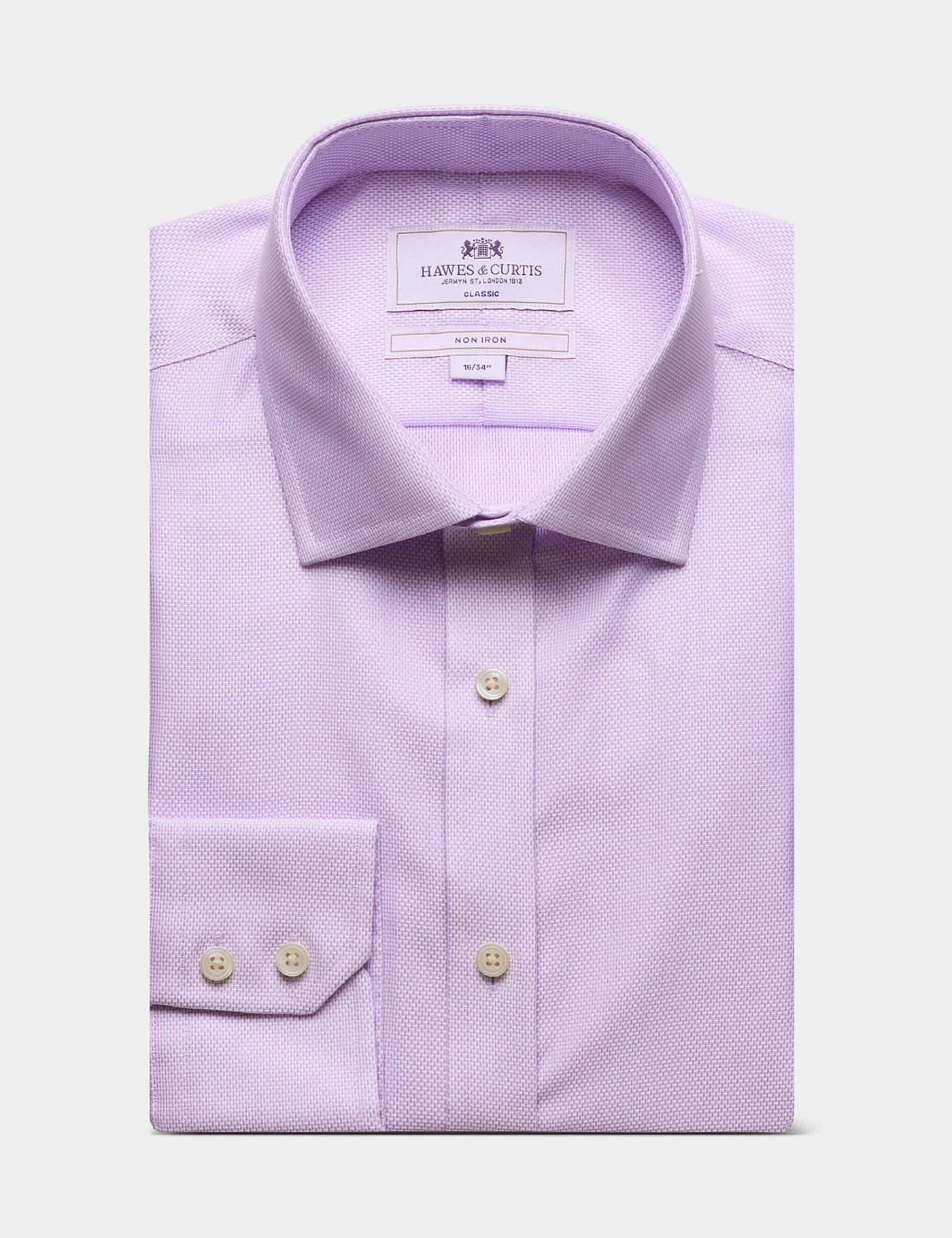 Hawes & Curtis Classic Fit Lilac & White Textured Weave Non-Iron Shirt Size: 16.5" collar, 34" sleeve image 3