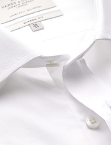 Men's White Poplin Classic Fit Business Shirt - Double Cuff - Easy Iron