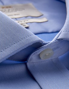 Men's Dress Blue Twill Classic Fit Shirt - French Cuff - Non Iron