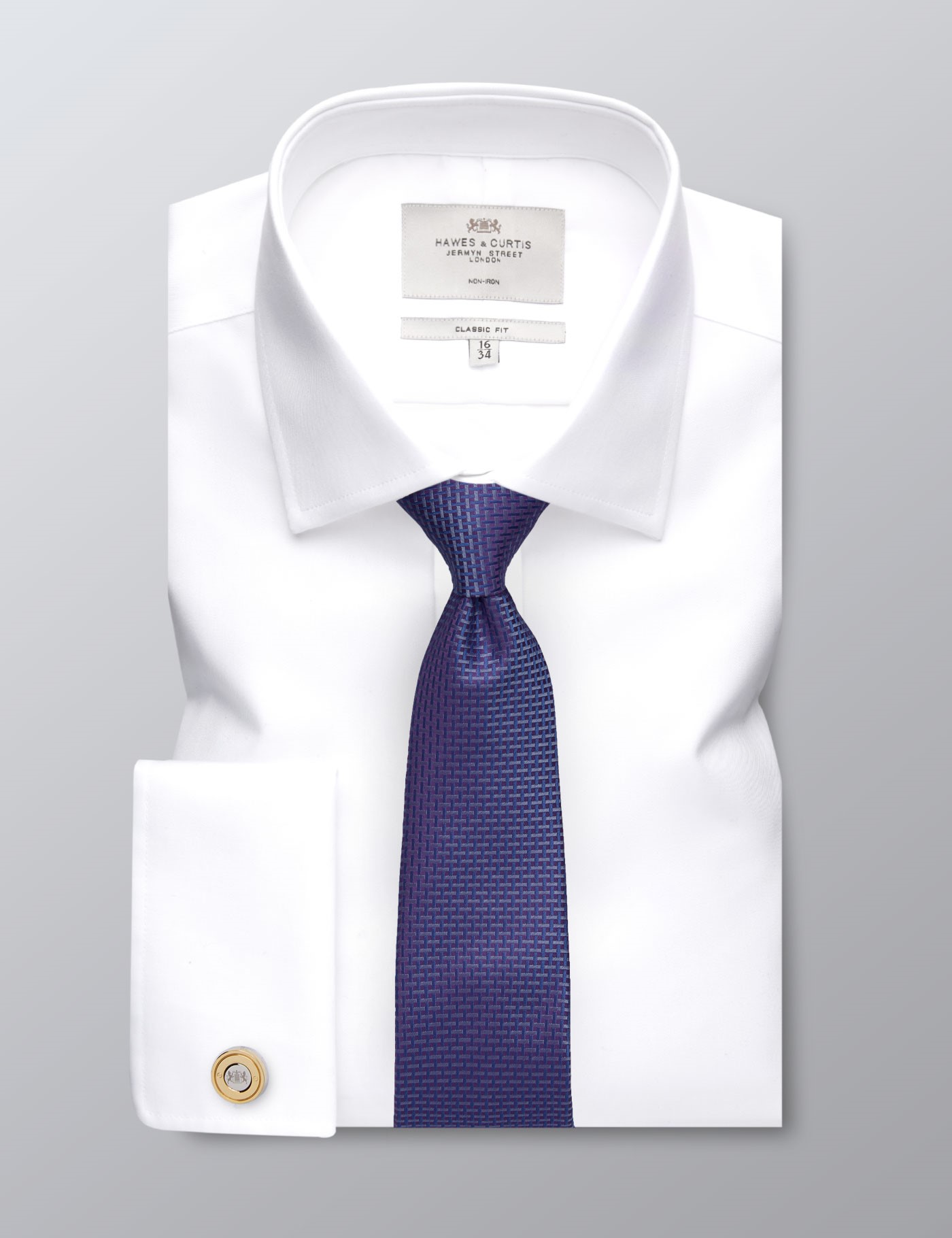 Men's Formal White Twill Classic Fit Shirt - Double Cuff - Non Iron ...