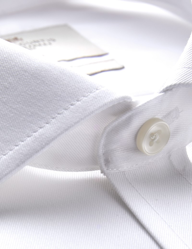 Men's Business White Twill Classic Fit Shirt - Double Cuff - Non Iron