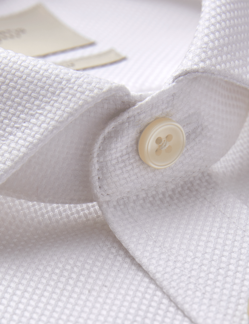 Men's Dress White Fabric Interest Dobby Classic Fit Shirt - French Cuff - Non Iron