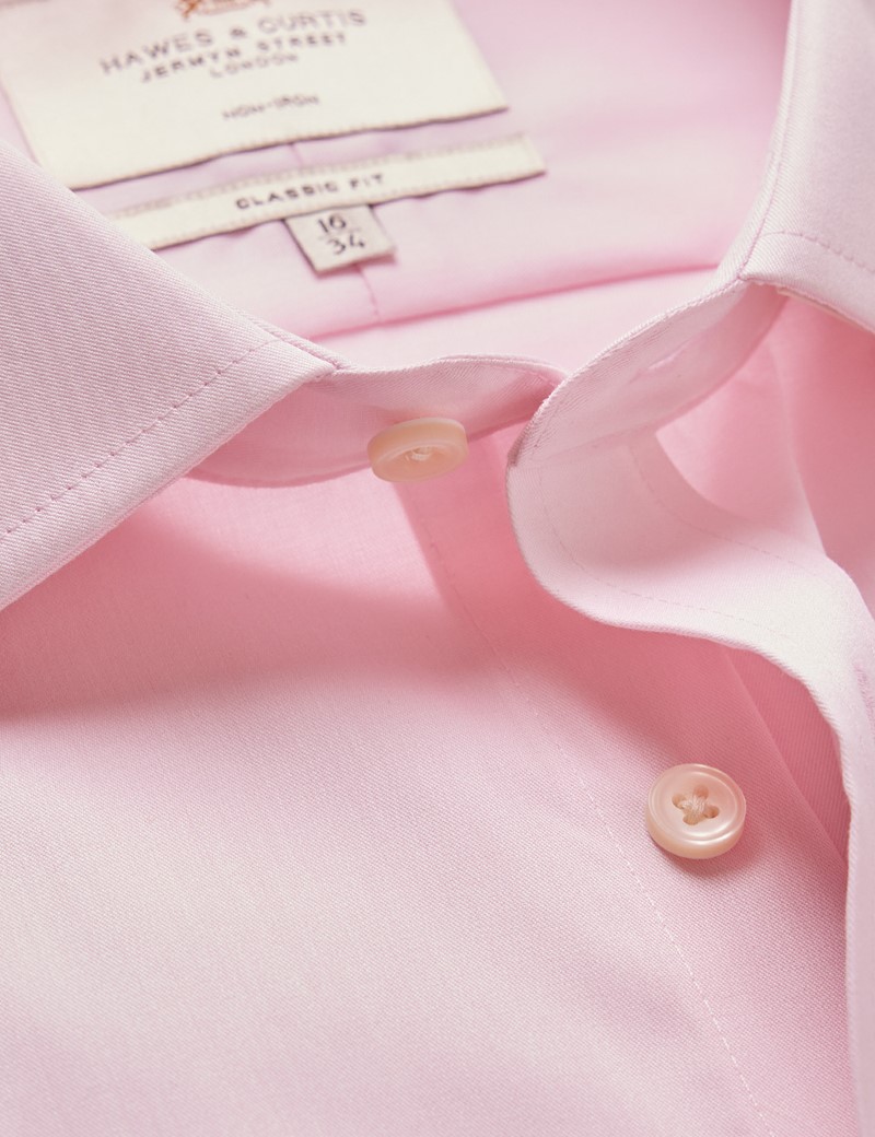 Men's Non-Iron Pink Twill Classic Shirt - Double Cuff