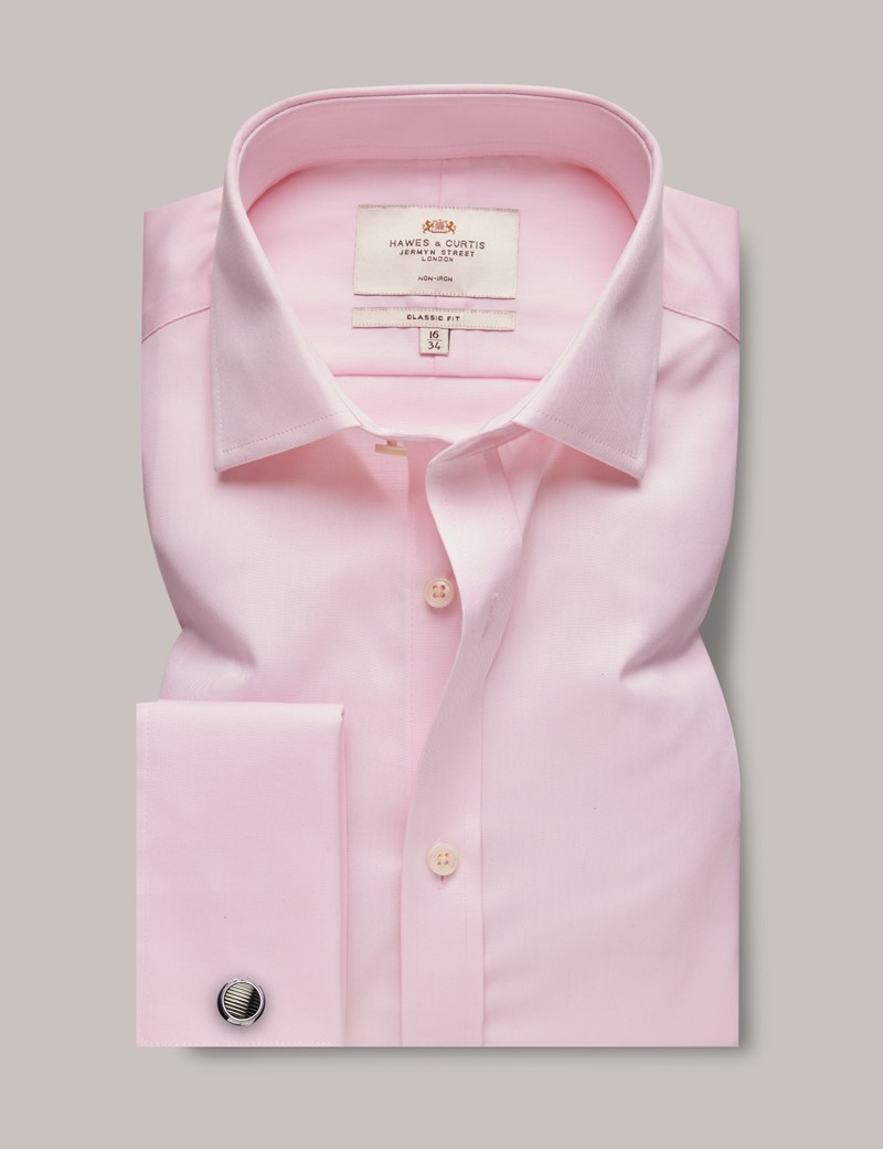 Pink double best sale cuff shirt