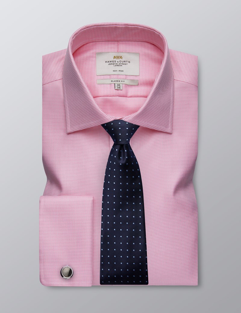 Men's Dress Pink Classic Fit Shirt - French Cuff - Non Iron | Hawes