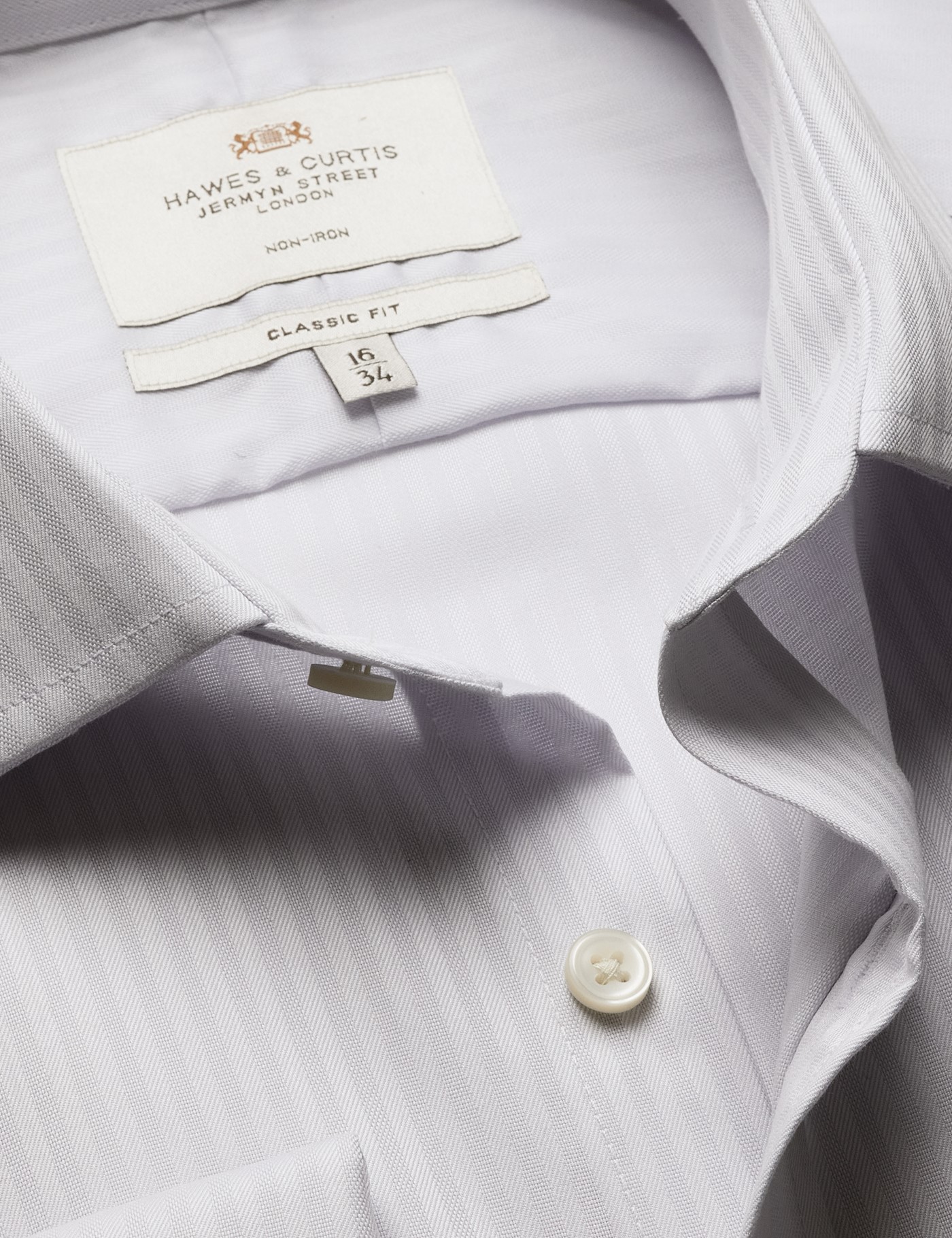 & Classic Fit Herringbone Stripe Non Iron Shirt 18" collar 38" sleeve