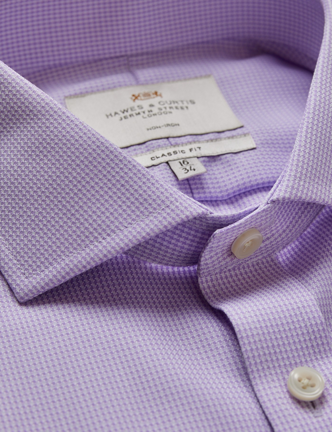 & Classic Fit Lilac & Dogtooth Non Iron Shirt 18" collar 38" sleeve