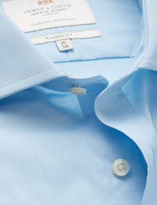 Bügelleichtes Businesshemd – Classic Fit – Haifischkragen – Popeline blau